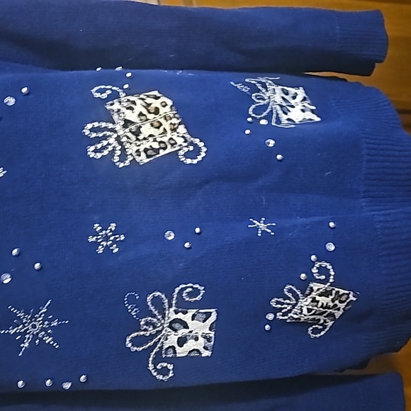 Isabella's Closet elegant knit sequin embellished Ugly Christmas X-Mas Sweater - Picture 5 of 11